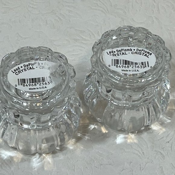 DePlomb Lead Crystal 2" Tea Light/Taper Candle Holders Set of 2 - Picture 5 of 8